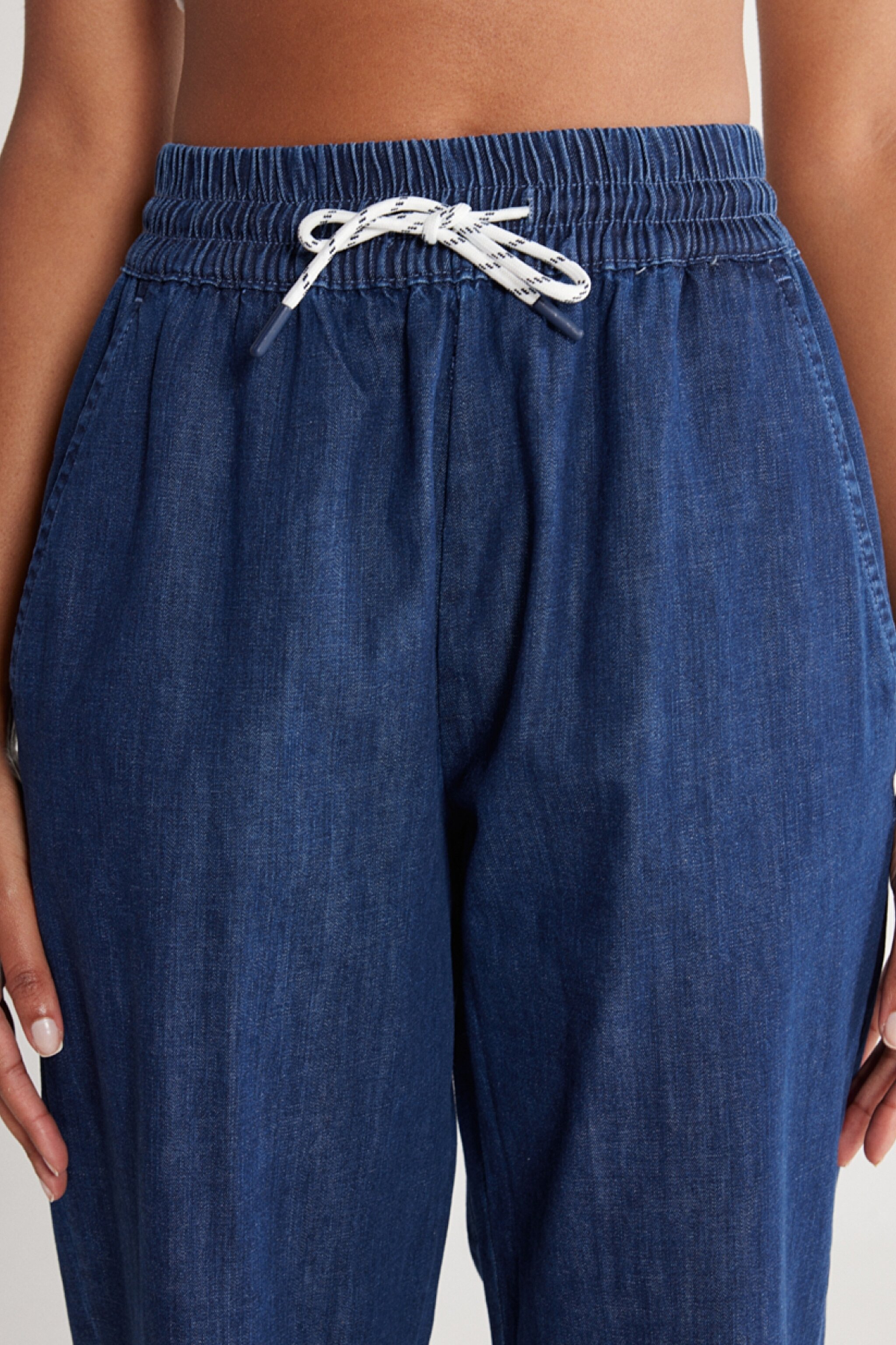 Regular Fit Normal Kesim %100 Pamuk Yüksek Bel Jean Jogger Pantolon - Mid Stone-WJW400114V (görsel 5)