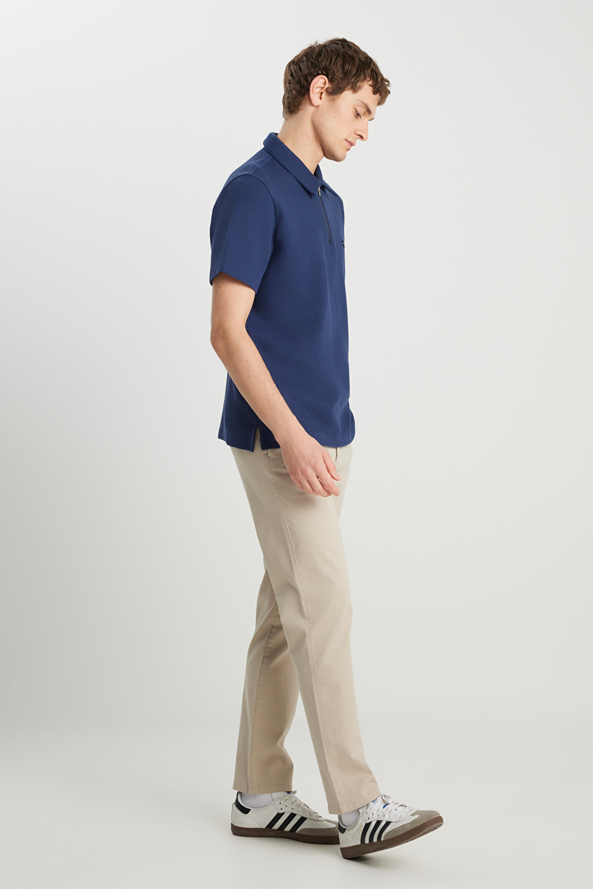 Slim Fit Dar Kesim Normal Bel DarPaça Bej Chino Pantolon - Beige-WM01003614 (görsel 2)