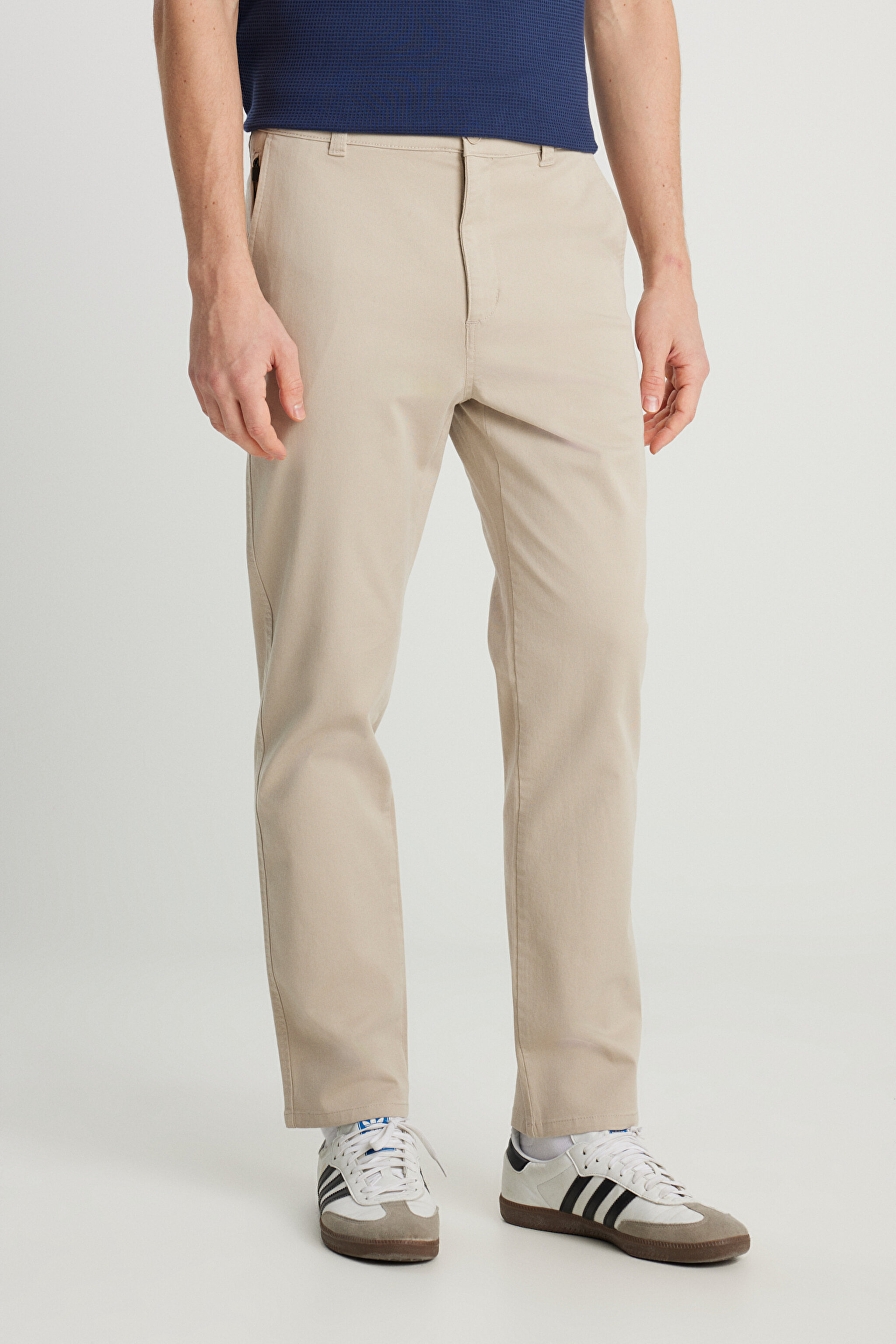 Slim Fit Dar Kesim Normal Bel DarPaça Bej Chino Pantolon - Beige-WM01003614 (görsel 3)