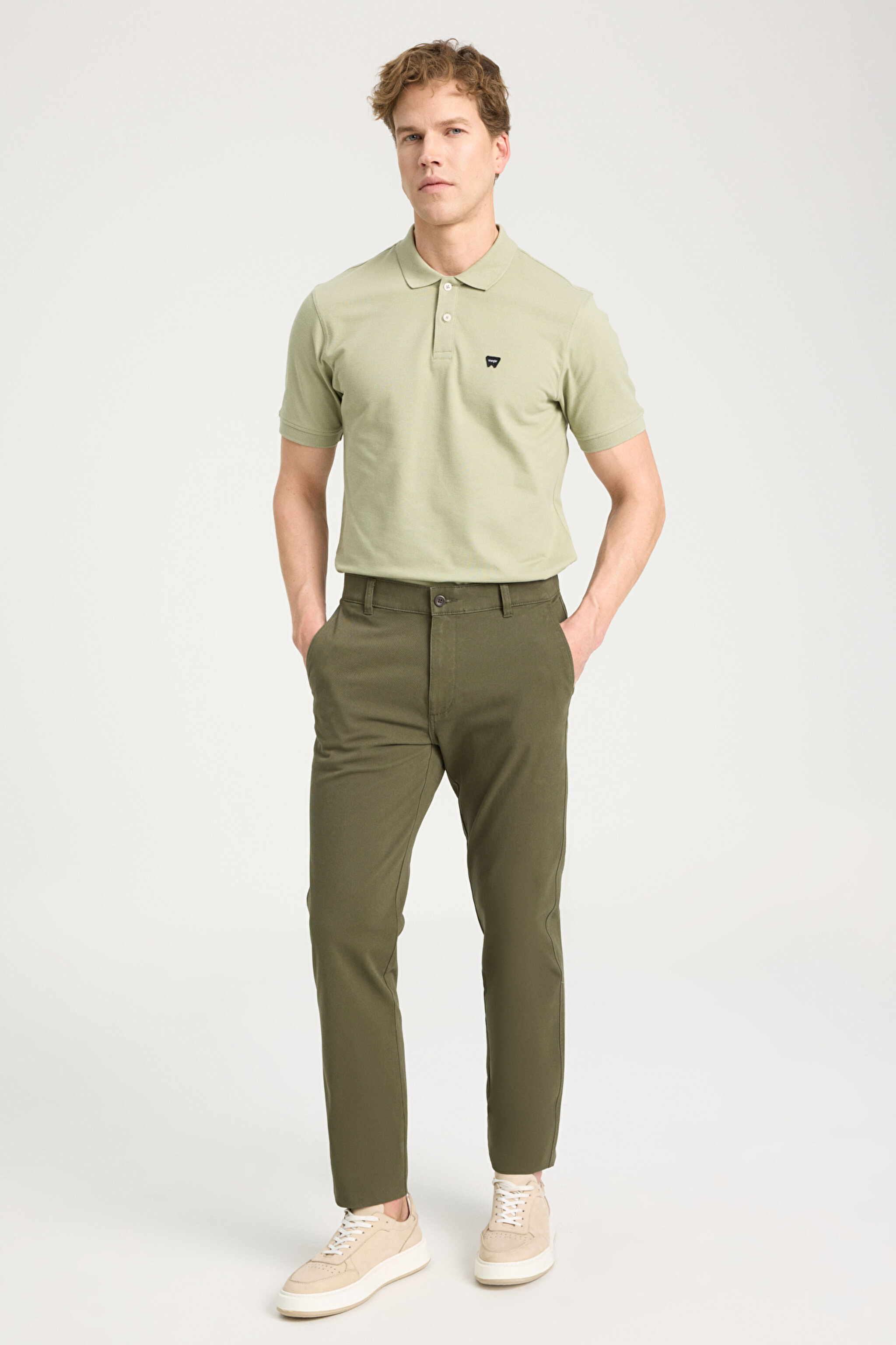 Slim Fit Dar Kesim Normal Bel Dar Paça Haki Chino Pantolon - Khaki-WM01003801 (görsel 2)