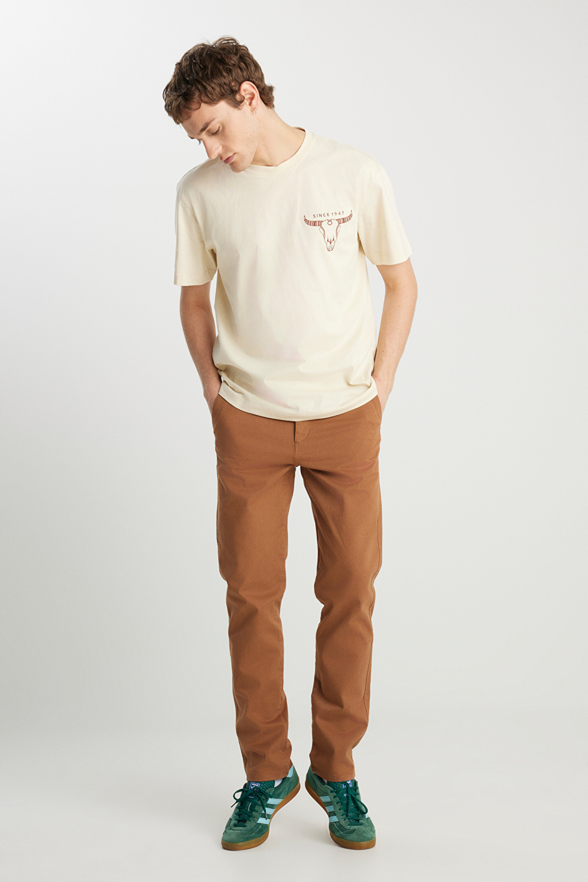 Slim Fit Dar Kesim Normal Bel DarPaça Bordo Chino Pantolon