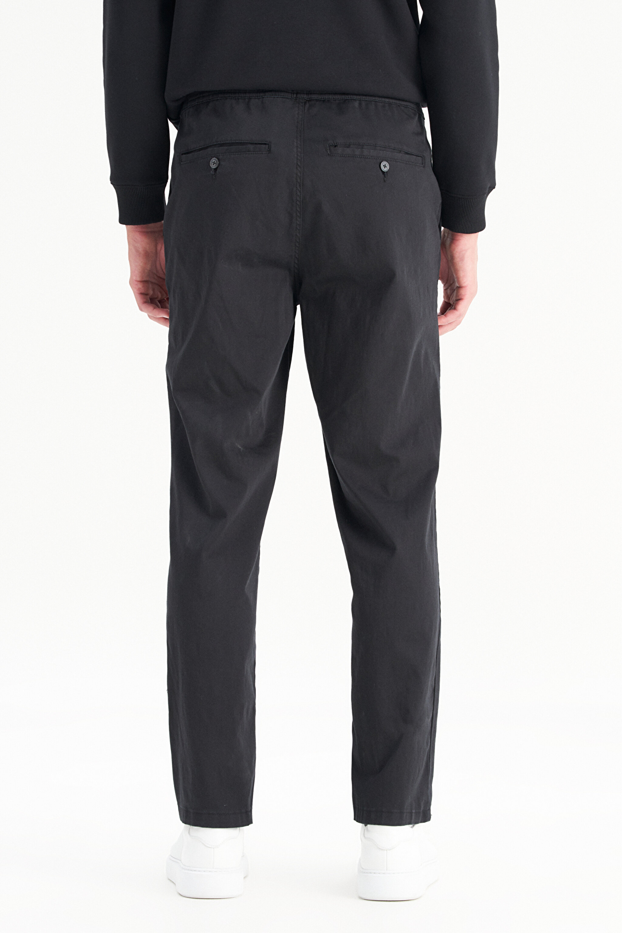 Pamuklu Slim Fit Dar Kesim Cepli Yumuşak Dokulu Esnek Pantolon - Black-WM01200001001 (görsel 5)