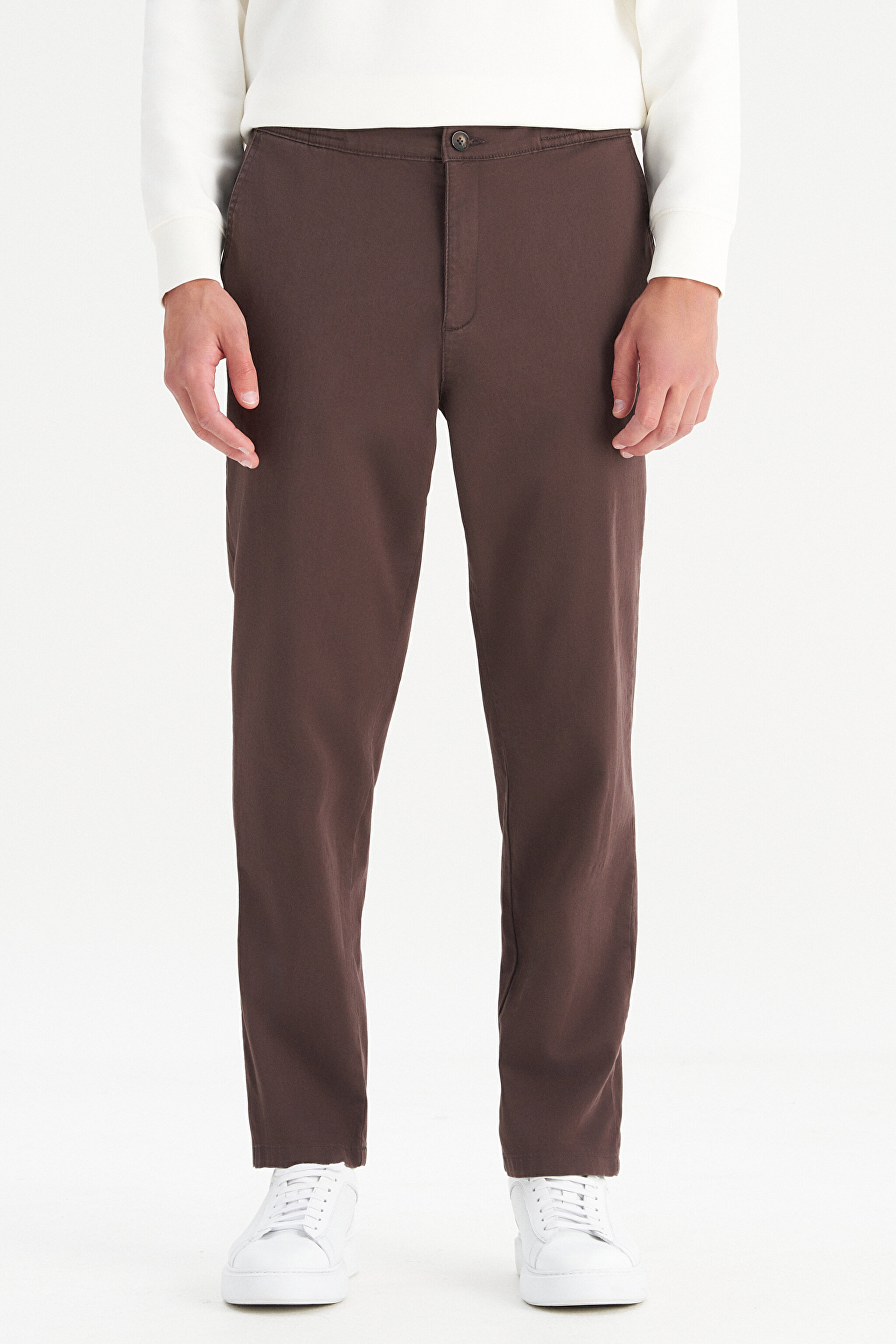 Pamuklu Slim Fit Dar Kesim Cepli Yumuşak Dokulu Esnek Pantolon - Dark Brown-WM01200001024 (görsel 2)