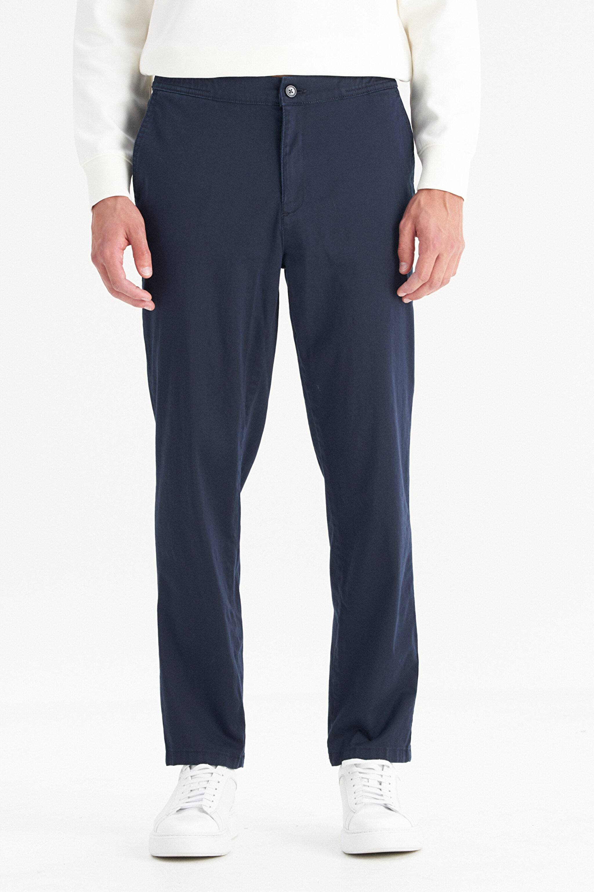 Pamuklu Slim Fit Dar Kesim Cepli Yumuşak Dokulu Esnek Pantolon - DarKNavy-WM01200001411 (görsel 2)