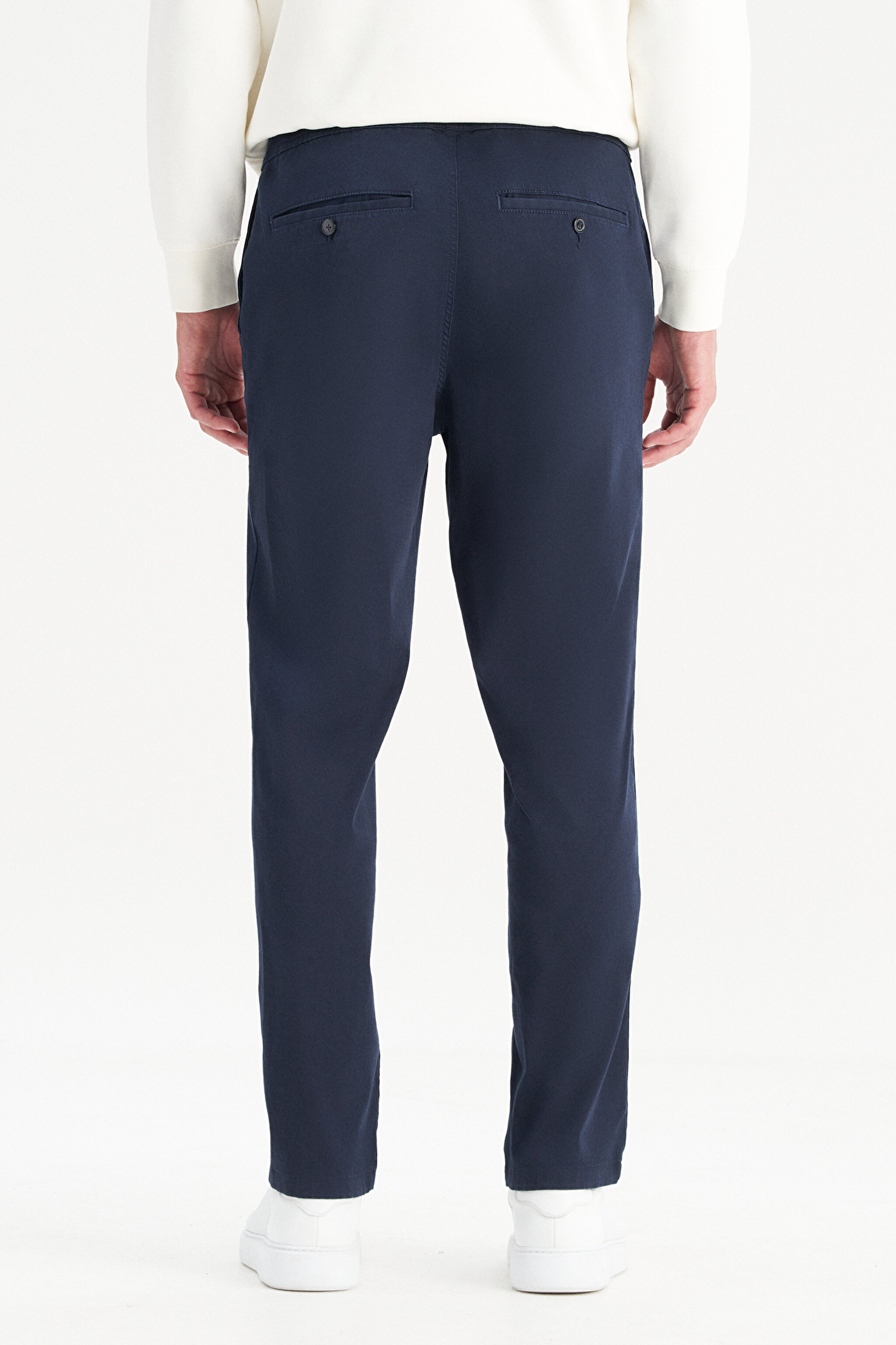Pamuklu Slim Fit Dar Kesim Cepli Yumuşak Dokulu Esnek Pantolon - DarKNavy-WM01200001411 (görsel 4)