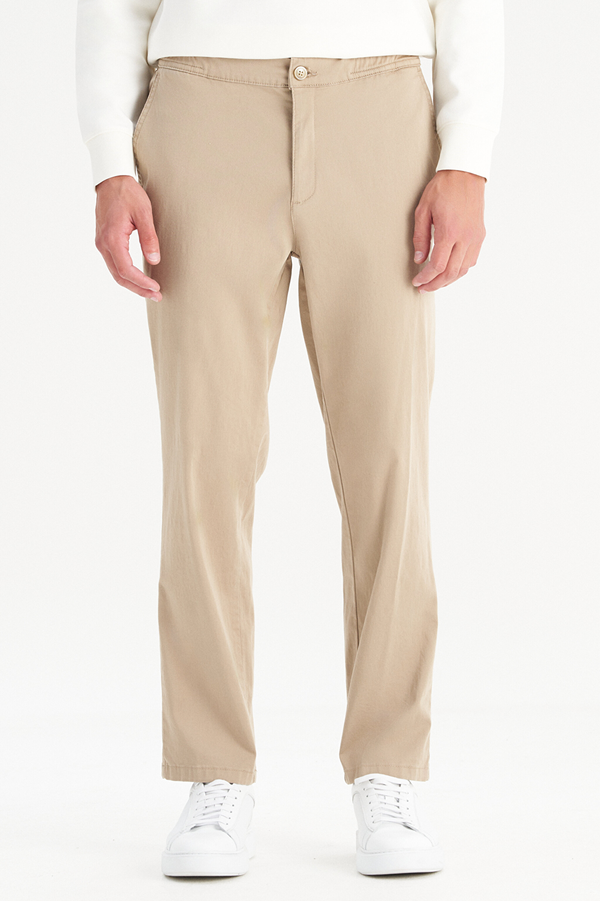 Pamuklu Slim Fit Dar Kesim Cepli Yumuşak Dokulu Esnek Pantolon - Beige-WM01200001614 (görsel 2)