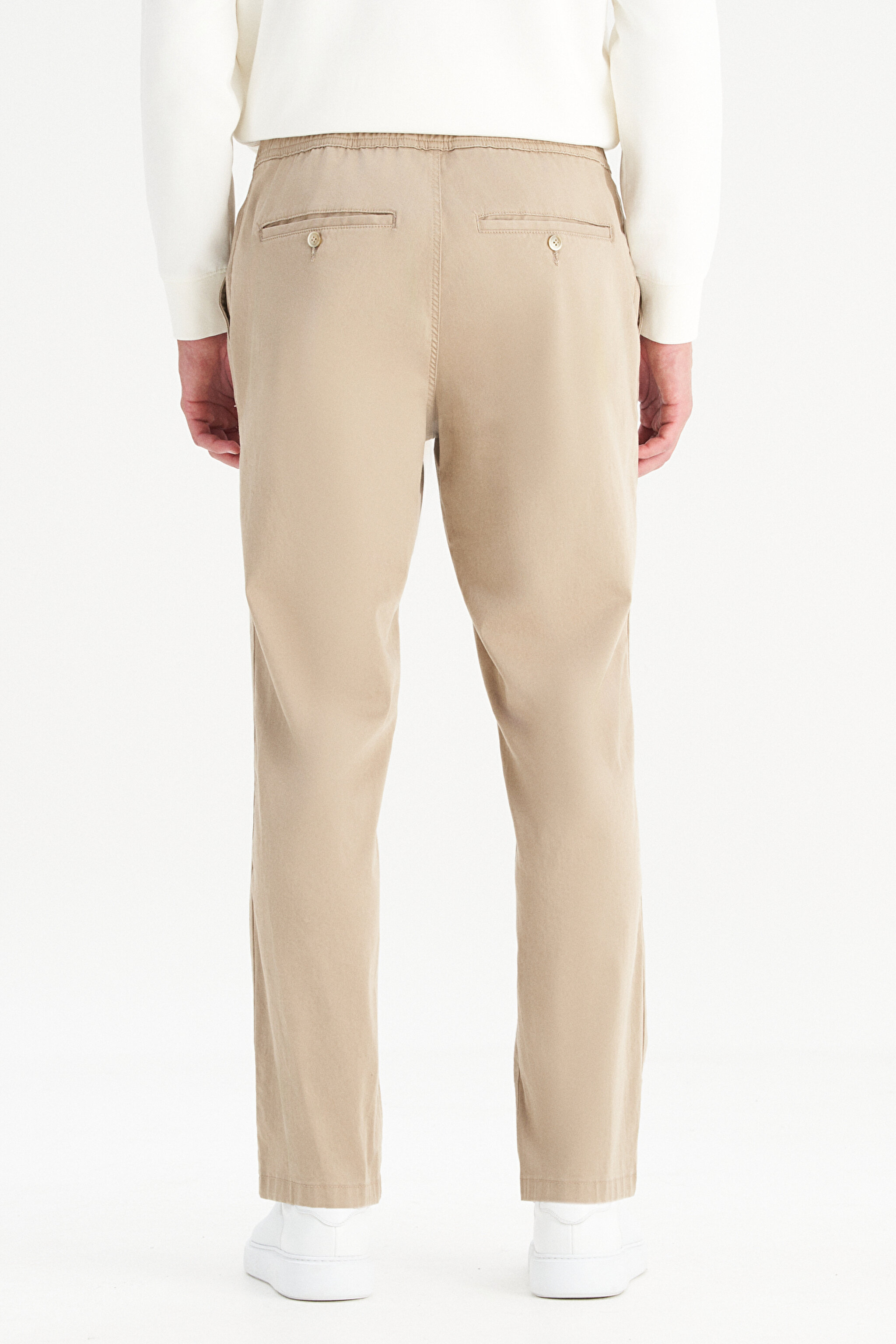 Pamuklu Slim Fit Dar Kesim Cepli Yumuşak Dokulu Esnek Pantolon - Beige-WM01200001614 (görsel 4)