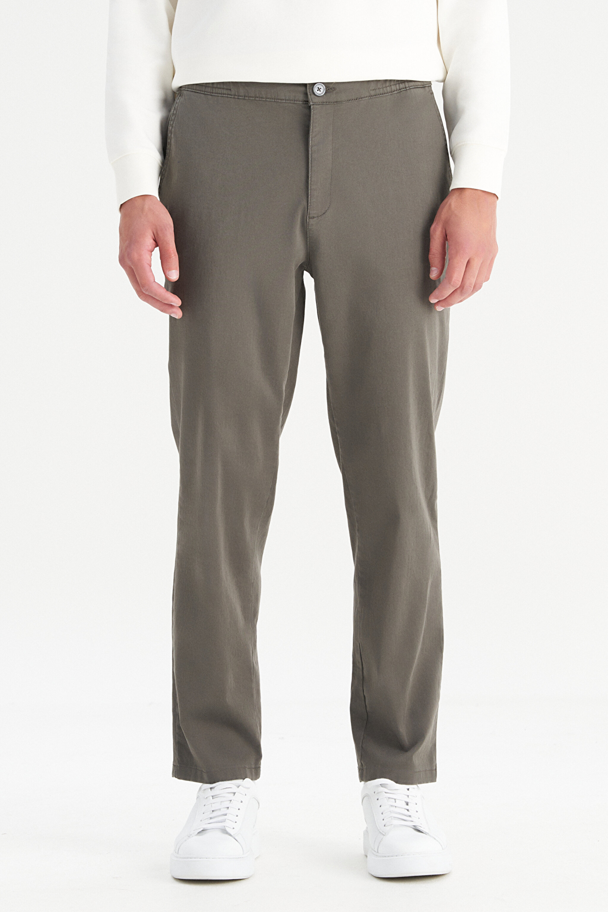 Pamuklu Slim Fit Dar Kesim Cepli Yumuşak Dokulu Esnek Pantolon - Light Khaki-WM01200001UU (görsel 2)