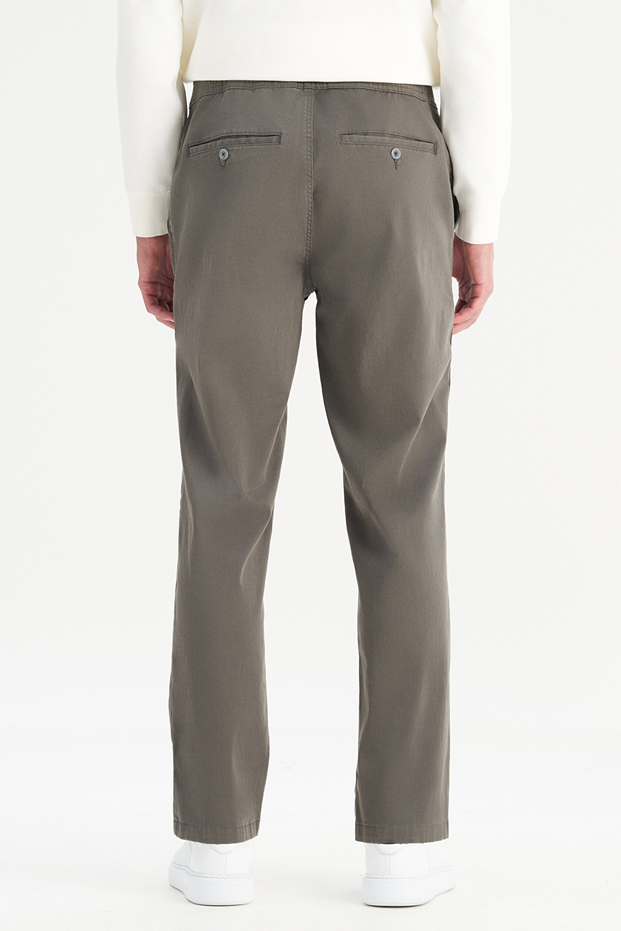 Pamuklu Slim Fit Dar Kesim Cepli Yumuşak Dokulu Esnek Pantolon - Light Khaki-WM01200001UU (görsel 4)