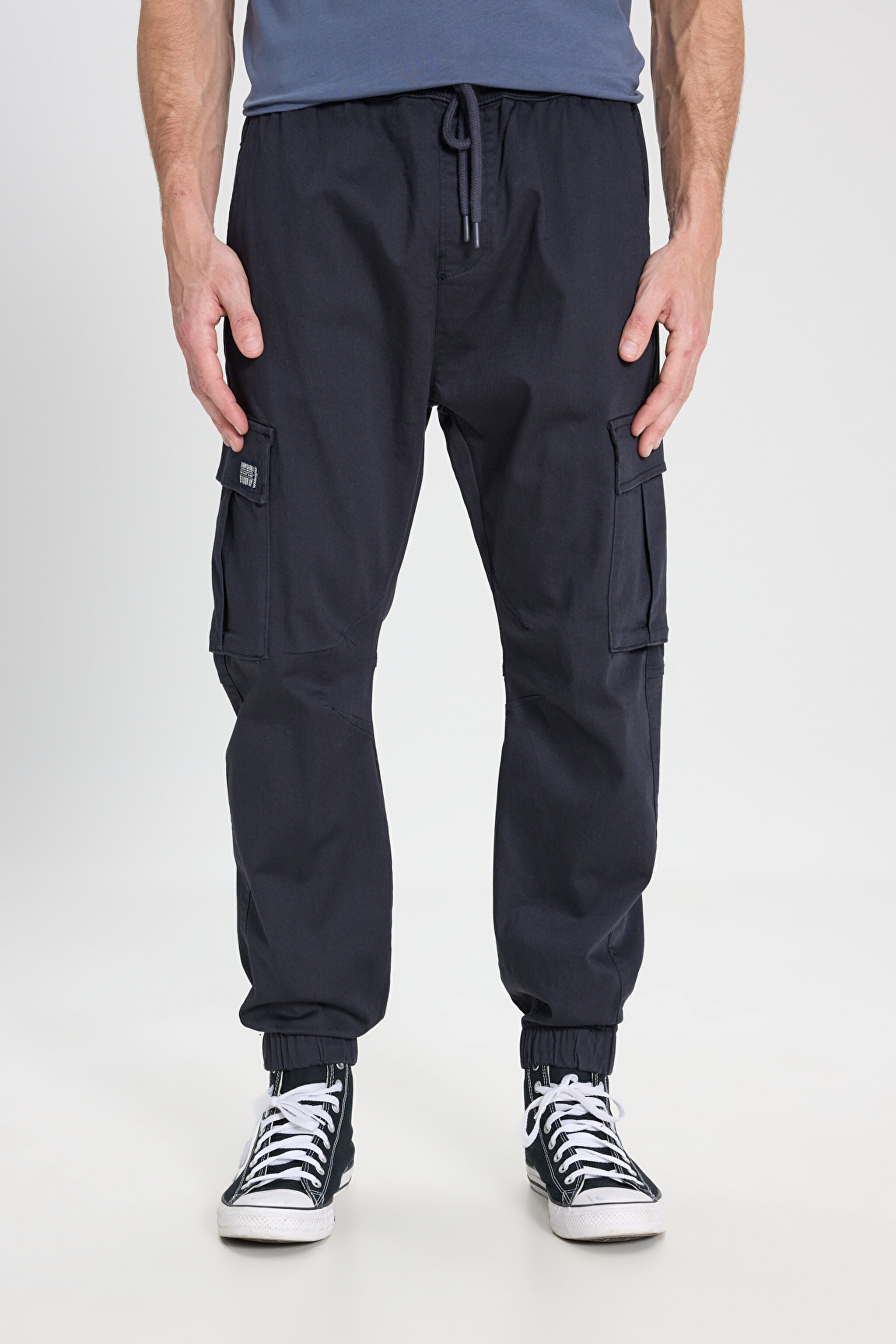 Regular Fit Normal Kesim Normal Bel Dar Paça Lacivert Jogger Pantolon - Navy-WM03002410 (görsel 3)