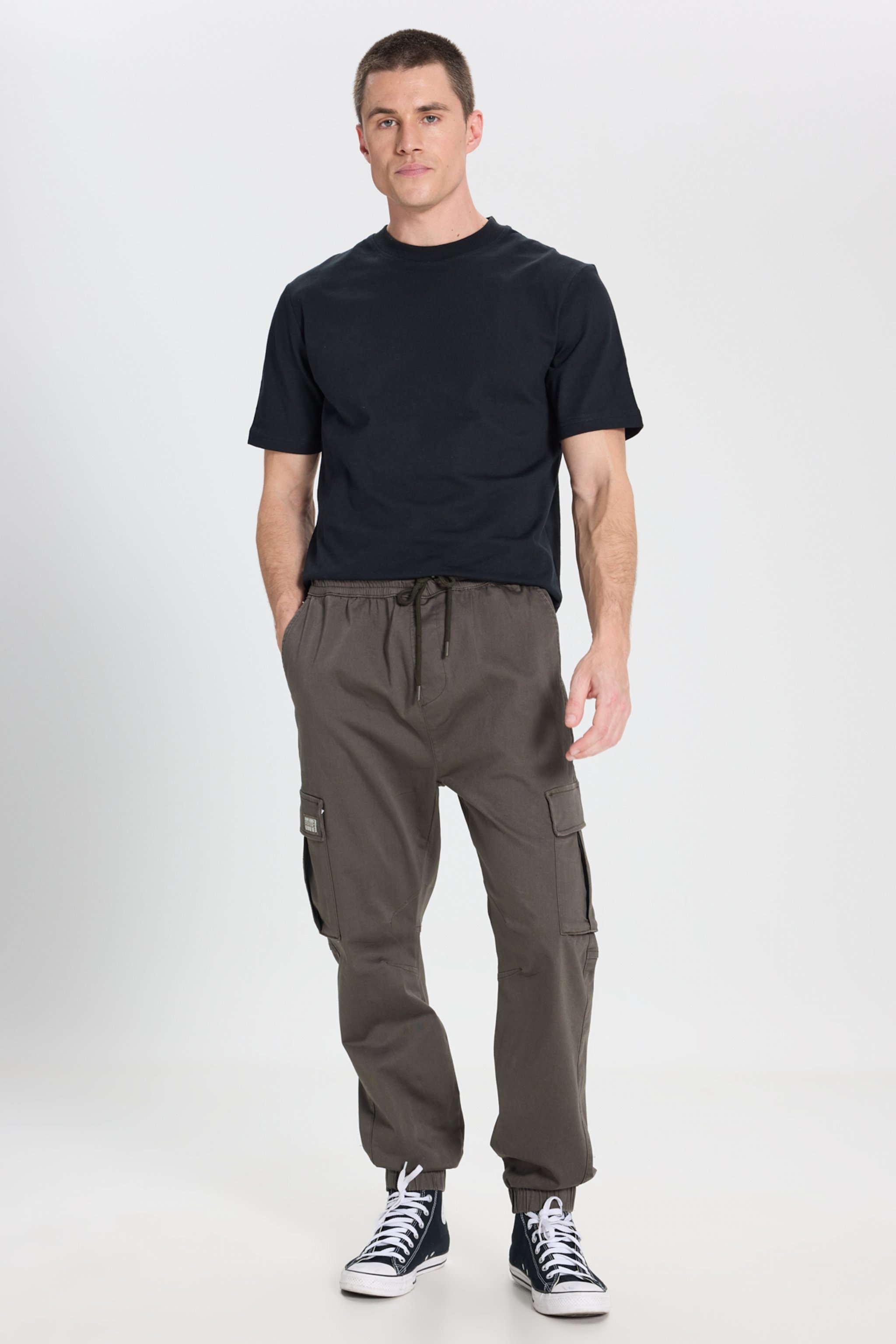 Regular Fit Normal Kesim Normal Bel Dar Paça Haki Jogger Pantolon - Khaki-WM03002801 (görsel 2)