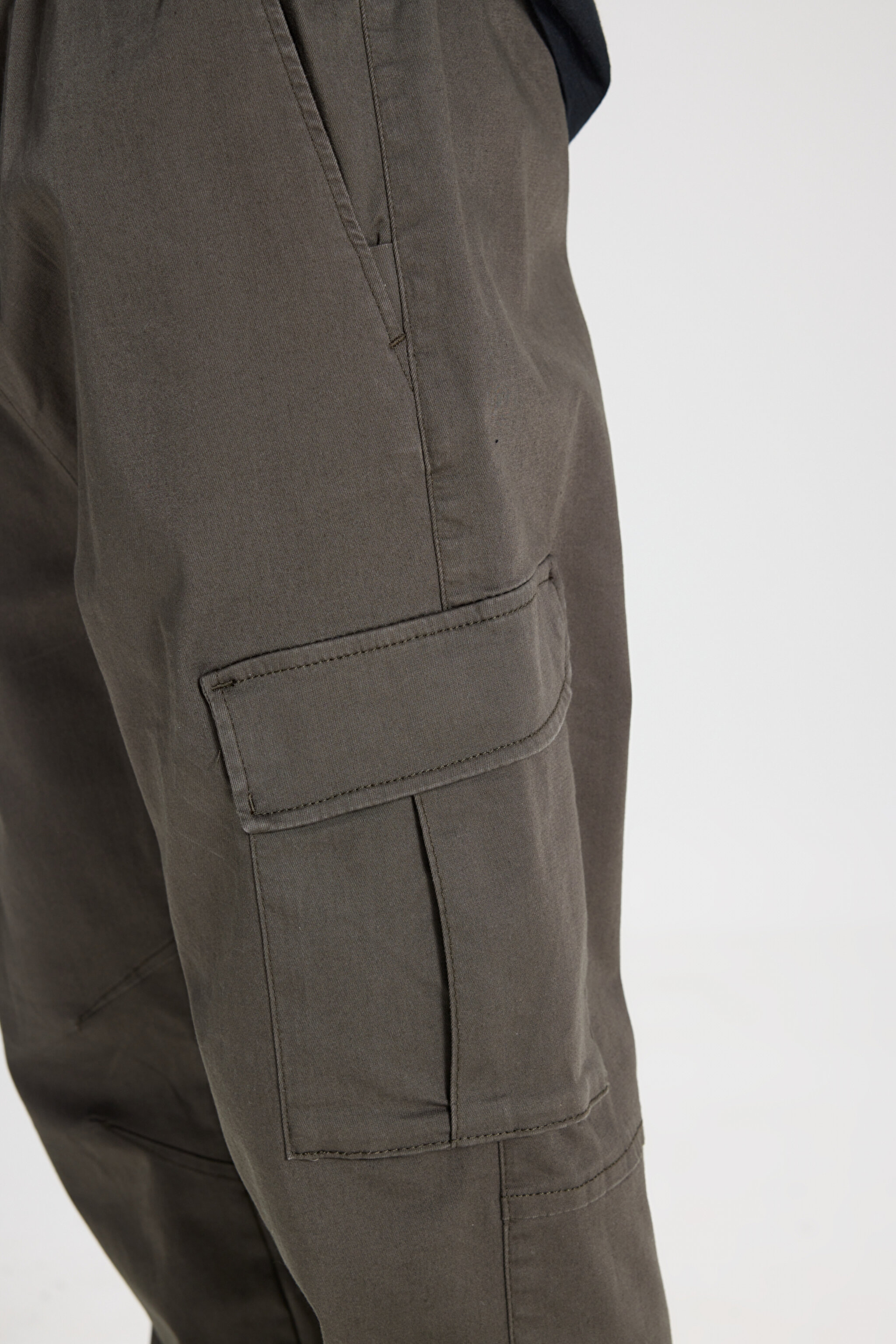 Regular Fit Normal Kesim Normal Bel Dar Paça Haki Jogger Pantolon - Khaki-WM03002801 (görsel 5)