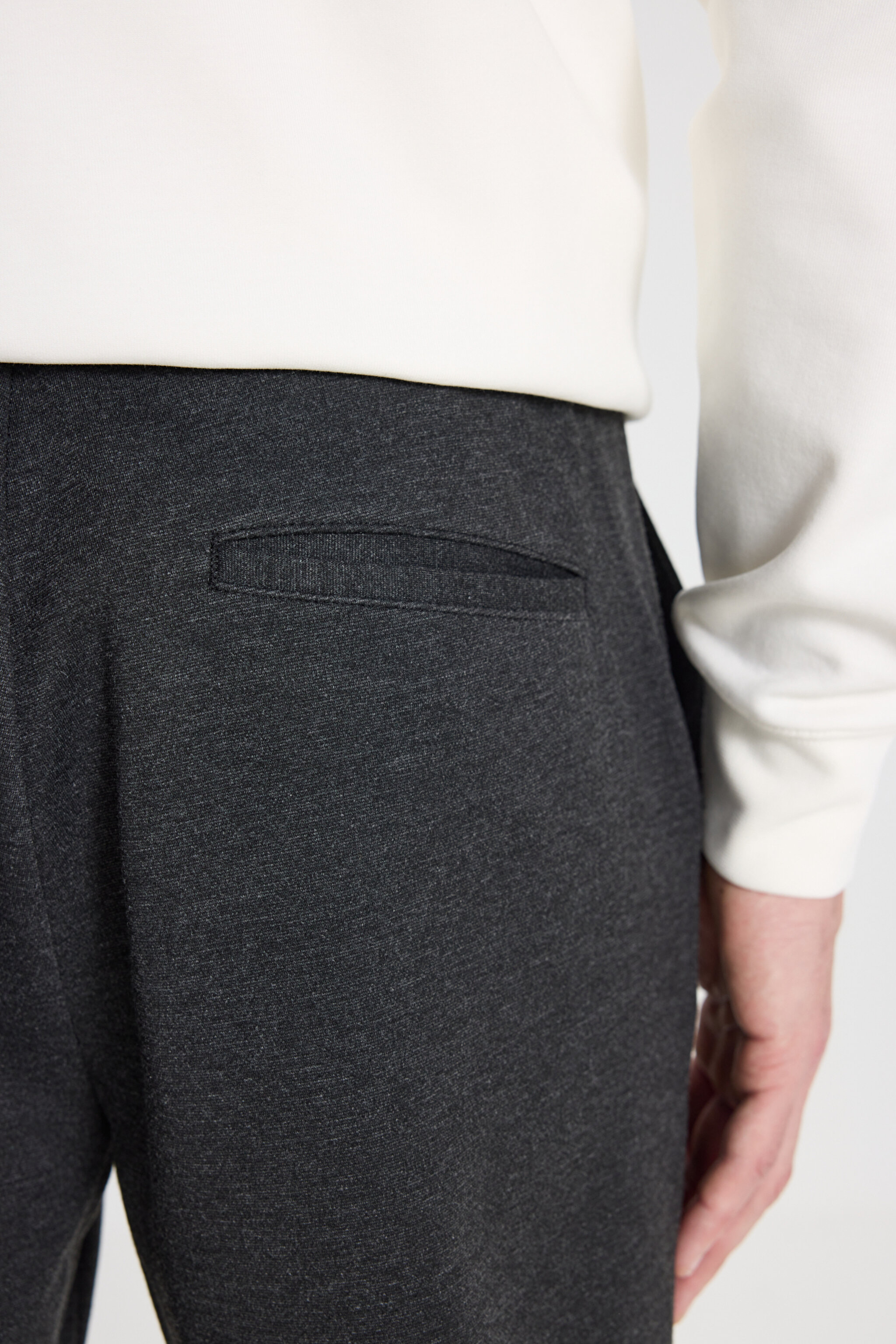 Regular Fit Normal Kesim Normal Bel Dar Paça Antrasit Melanj Chino Pantolon - Antrasit Melanj-WM03008ANM (görsel 5)