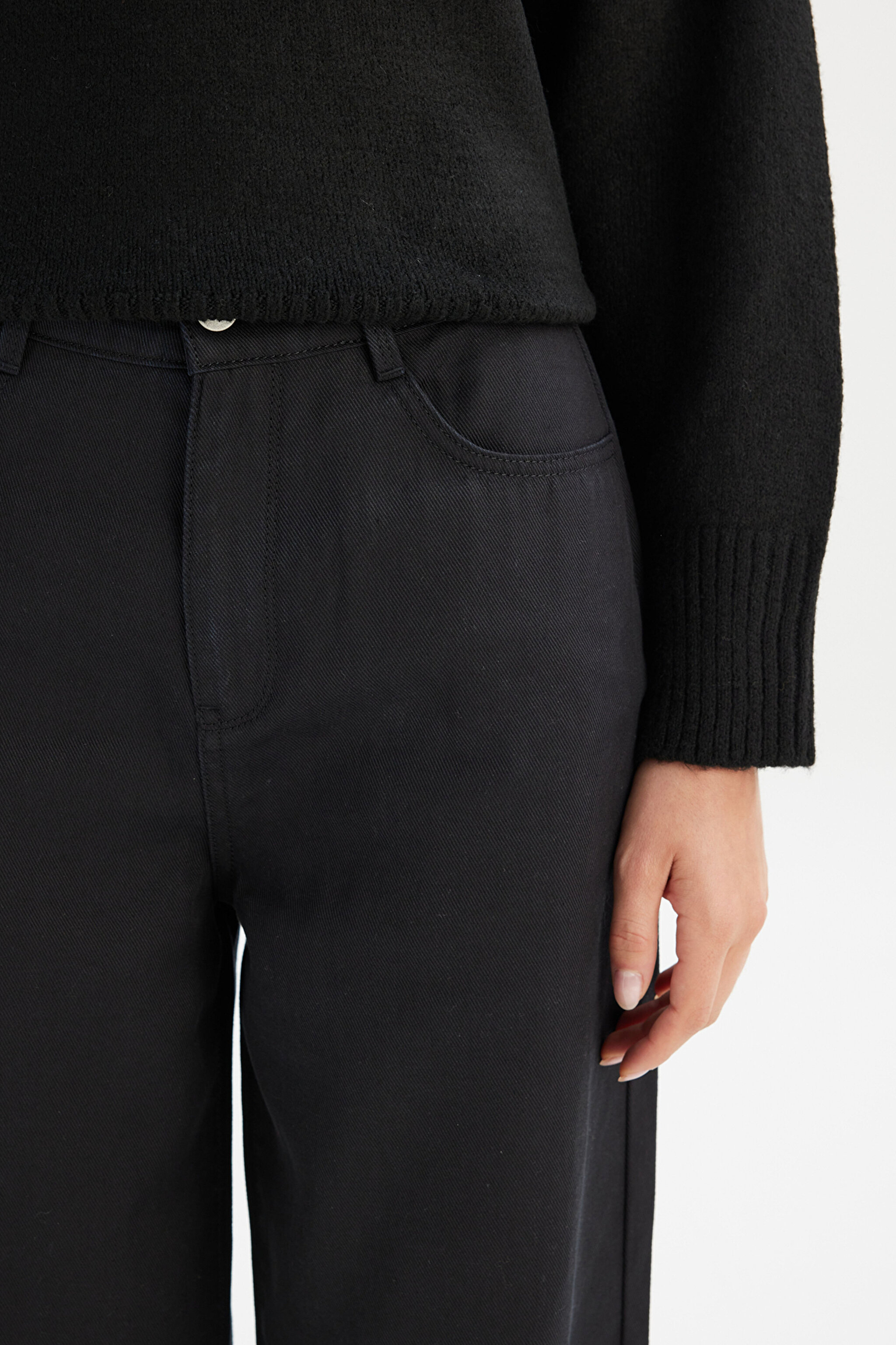 Straight Fit Düz Kesim Normal Bel Siyah Pantolon - Black-WW09001001 (görsel 4)