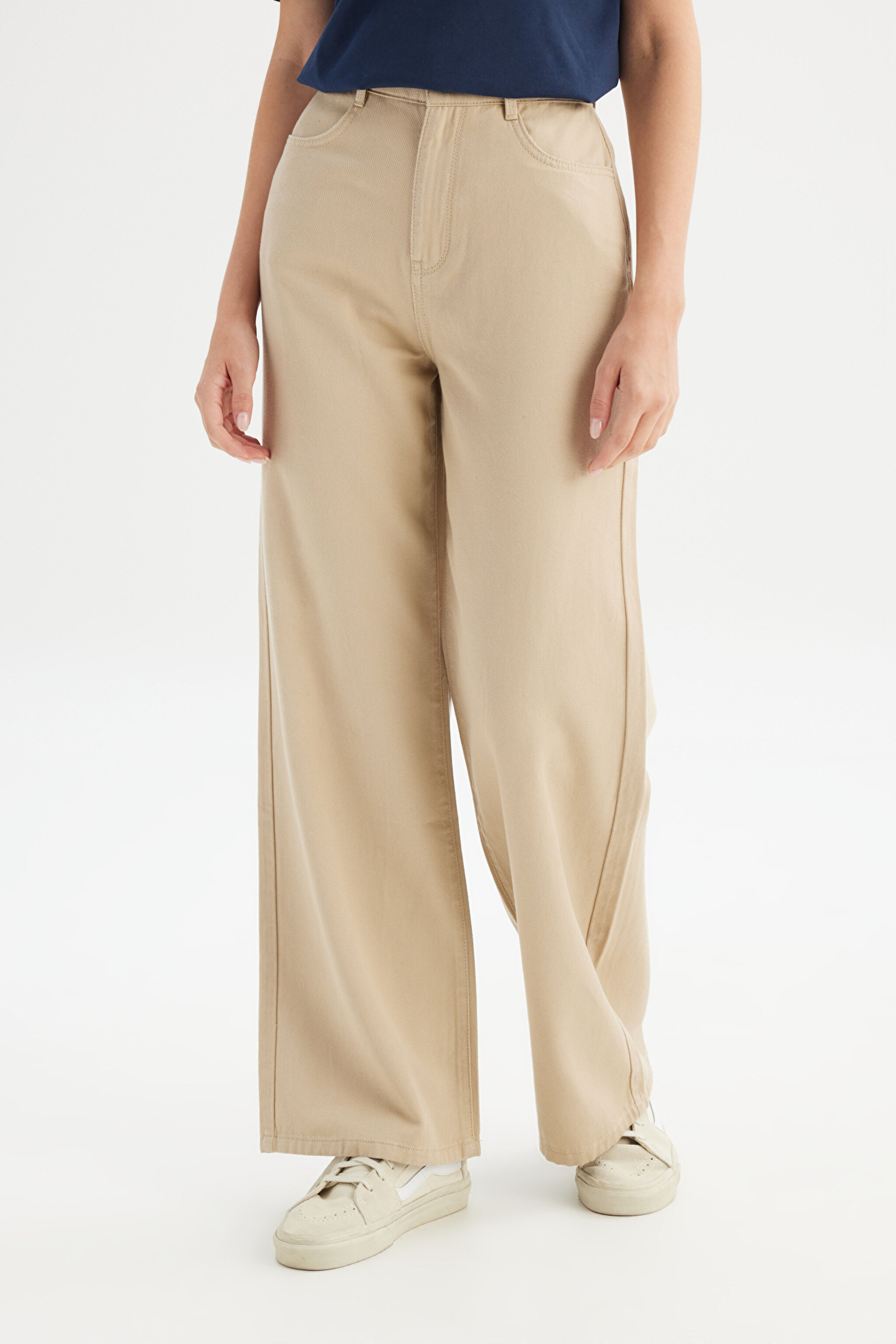 Straight Fit Normal Bel Cepli Pantolon - Beige-WW09001614 (görsel 2)