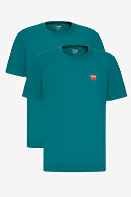 %100 Pamuk Regular Fit Normal Kesim Yeşil 2'li Paket Tişört - Bayberry Green-Bayberry Green-BN2W70MD3GG