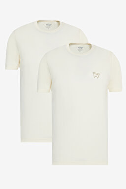 %100 Pamuk Regular Fit Normal Kesim Bej 2'li Paket Tişört - Papyrus-Papyrus-BN2W70MD3PP