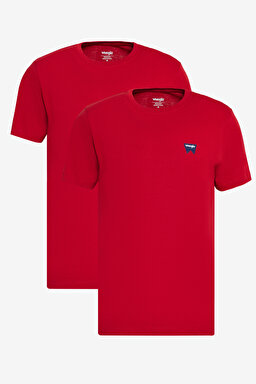 %100 Pamuk Regular Fit Normal Kesim Kırmızı 2'li Paket Tişört - Scarlet Red-Scarlet Red-BN2W70MD3RR