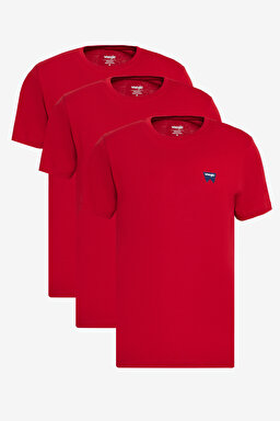 %100 Pamuk Regular Fit Normal Kesim Kırmızı 3'lü Paket Tişört - Scarlet Red-Scarlet Red-Scarlet Red-BN3W70MD3RRR