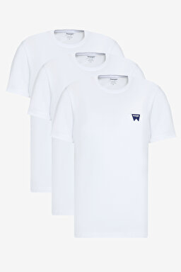 %100 Pamuk Regular Fit Normal Kesim Beyaz 3'lü Paket Tişört - White-White-White-BN3W70MD3WWW