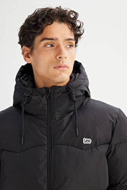 Sıcak Tutan Regular Fit Normal Kesim Kapüşonlu Şişme Mont - Black-CHL88BNY001 (görsel 4)