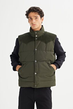 Regular Fit Normal Kesim Çift Kullanımlı Haki Şişme Yelek - OliveNight-CHLD507064192 (görsel 3)