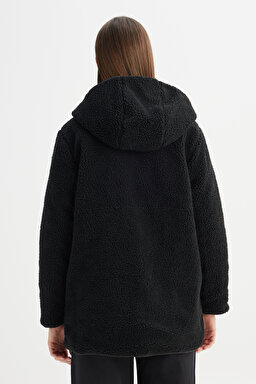 Regular Fit Normal Kesim Kapüşonlu Siyah Kapitoneli Mont - Black-CHW232275001 (görsel 5)