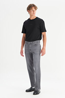 %100 Pamuk Frank Relaxed Fit Geniş Kesim Gri Jean Denim Pantolon - Grey-FRNK0000725