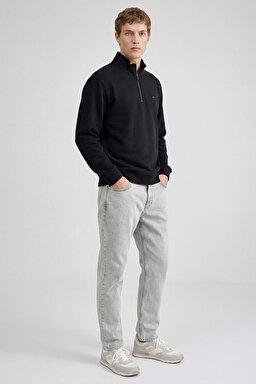 %100 Pamuk Frank Relaxed Fit Geniş Kesim Açık Gri Jean Denim Pantolon - Light Gray-FRNK00011032 (görsel 4)