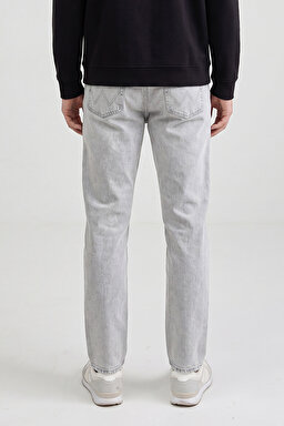 %100 Pamuk Frank Relaxed Fit Geniş Kesim Açık Gri Jean Denim Pantolon - Light Gray-FRNK00011032 (görsel 5)