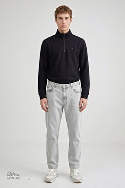 %100 Pamuk Frank Relaxed Fit Geniş Kesim Açık Gri Jean Denim Pantolon - Light Gray-FRNK00011032