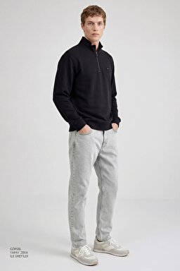 %100 Pamuk Frank Relaxed Fit Geniş Kesim Açık Gri Jean Denim Pantolon - Light Gray-FRNK00011032 (görsel 3)