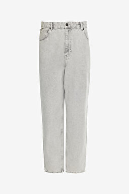 %100 Pamuk Frank Relaxed Fit Geniş Kesim Açık Gri Jean Denim Pantolon - Light Gray-FRNK00011032 (görsel 6)