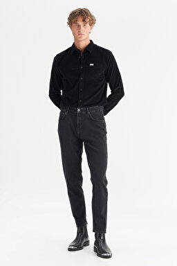 %100 Pamuk Frank Relaxed Fit Geniş Kesim Siyah Jean Denim Pantolon - Black-FRNK00012001