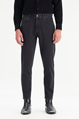 %100 Pamuk Frank Relaxed Fit Geniş Kesim Siyah Jean Denim Pantolon - Black-FRNK00012001 (görsel 3)