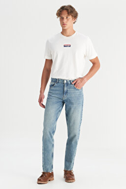 %100 Pamuk Frank Relaxed Fit Geniş Kesim İndigo Jean Denim Pantolon - Mid Indigo-FRNK00013381