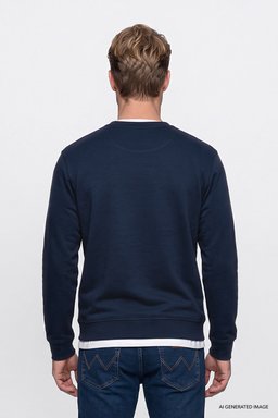Pamuklu Regular Fit Normal Kesim Bisiklet Yaka Sweatshirt - Navy-GW2520534410 (görsel 5)
