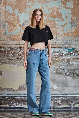 STBA Kadın Açık Mavi Straigth Fit Carpenter Jean Pantolon - Light Blue-L107009404