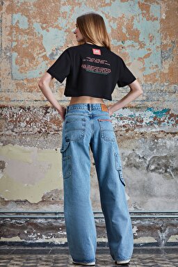 STBA Kadın Açık Mavi Straigth Fit Carpenter Jean Pantolon - Light Blue-L107009404 (görsel 4)