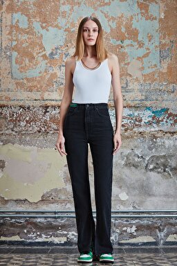 STBA Kadın Siyah Regular Fit Yüksek Bel Jean Pantolon - Black-L108004001