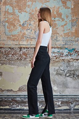 STBA Kadın Siyah Regular Fit Yüksek Bel Jean Pantolon - Black-L108004001 (görsel 4)