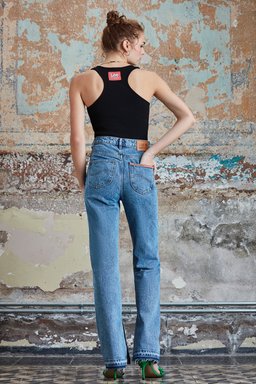 STBA Kadın Açık Mavi Regular Fit Yüksek Bel Jean Pantolon - Light Blue-L108005404 (görsel 3)