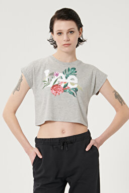 Regular Fit Normal Kesim Kısa Kollu Pamuklu Tişört - Gray Melange-L211024036