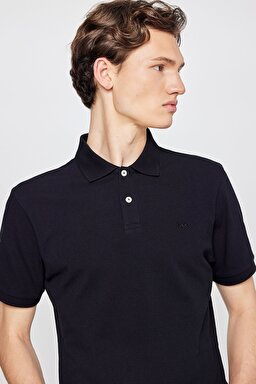 Regular Fit Normal Kesim Polo Yaka %100 Pamuk Tişört - Black-L211810001 (görsel 4)