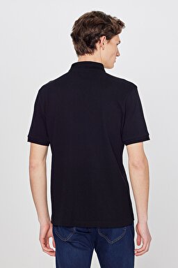 Regular Fit Normal Kesim Polo Yaka %100 Pamuk Tişört - Black-L211810001 (görsel 5)