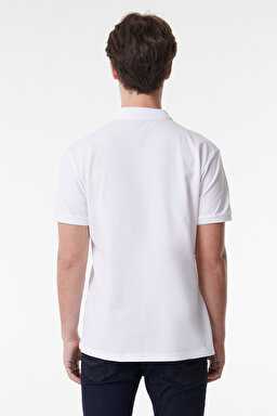 Regular Fit Normal Kesim Polo Yaka %100 Pamuk Tişört - Off White-L211810102 (görsel 5)