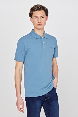 Regular Fit Normal Kesim Polo Yaka %100 Pamuk Tişört - Blue-L211810400