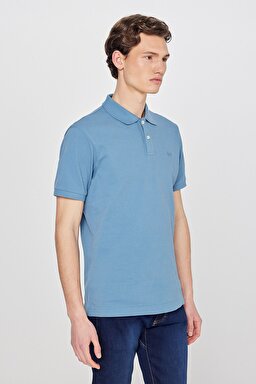 Regular Fit Normal Kesim Polo Yaka %100 Pamuk Tişört - Blue-L211810400 (görsel 2)