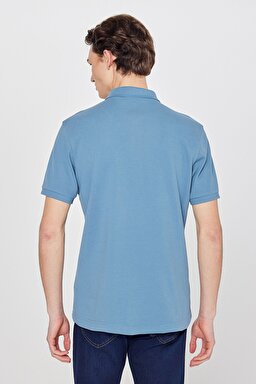 Regular Fit Normal Kesim Polo Yaka %100 Pamuk Tişört - Blue-L211810400 (görsel 5)