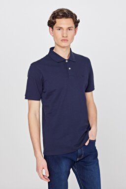 Regular Fit Normal Kesim Polo Yaka %100 Pamuk Tişört - Navy-L211810410 (görsel 2)